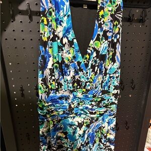 Evan Picone Black and Blue Floral Dress